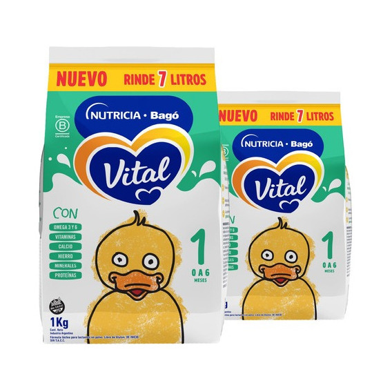 Vital 1 Leche Formula Maternizada Polvo Pouch 1kg Pack X 2un