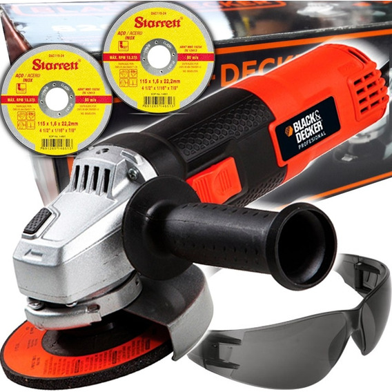 Amoladora Angular Black & Decker 4½ +lentes+discos Imbatible