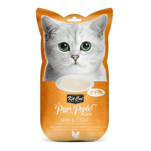 Kit Cat Plus Piel Y Pelaje (pollo) Snack, 4 Sachet 15g C/u