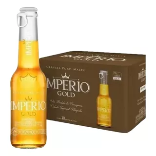 Cerveja Premium Império Gold Puro Malte Long Neck 210ml 18un