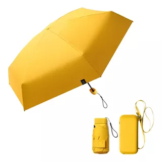 Guarda Chuva Bolsa Mini Cápsula De Bolso Portátil Anti-uv Cor Amarelo