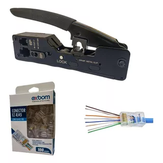 Alicate De Crimpar Rj45 + 100un Conector Rj45 Vazado