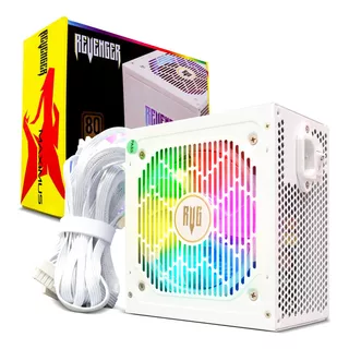 Fonte Pc Gamer Atx 650w 120mm 80 Plu Bronze Branco Preto Rgb