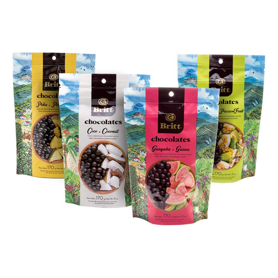 Caja X12 Cafe Britt® Chocolates - Fruta Tropical Y Nuez