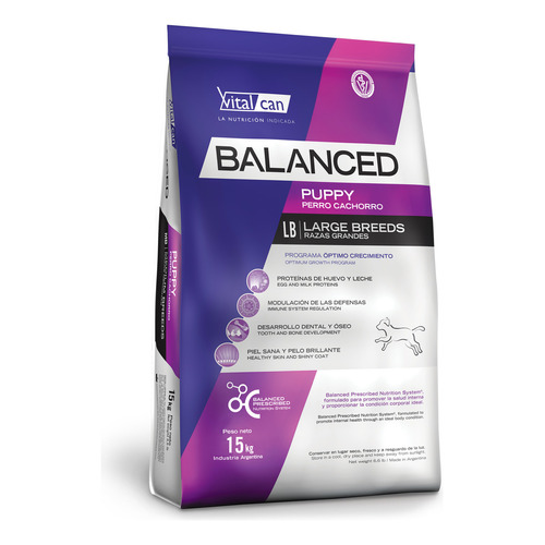 Vitalcan Balanced Para Perro Cachorro De Raza Grande 20kg