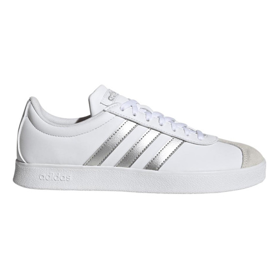 Tenis adidas Vl Court Base Blanco Con Plata Para Mujer