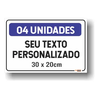 Placa Em Pvc Personalizada 4 Unidades 30x20cm Monte A Sua