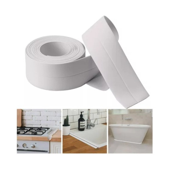 3 Piezas Cinta Selladora Para Baño, Ducha, Lavabo, Bañera Color Blanco