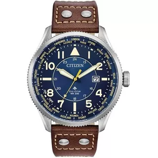 Citizen Promaster Nighthawk Blue Dial Bx1010-11l Color De La Correa Café Color Del Bisel Plata Color Del Fondo Azul