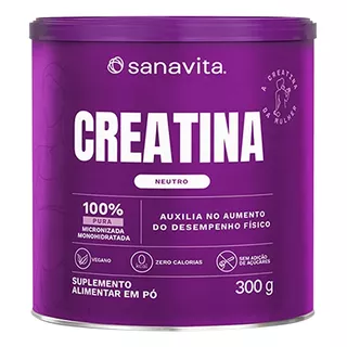 Creatina Sanavita 300g Creatina 100% Pura Monohidratada Sabor Without Flavor