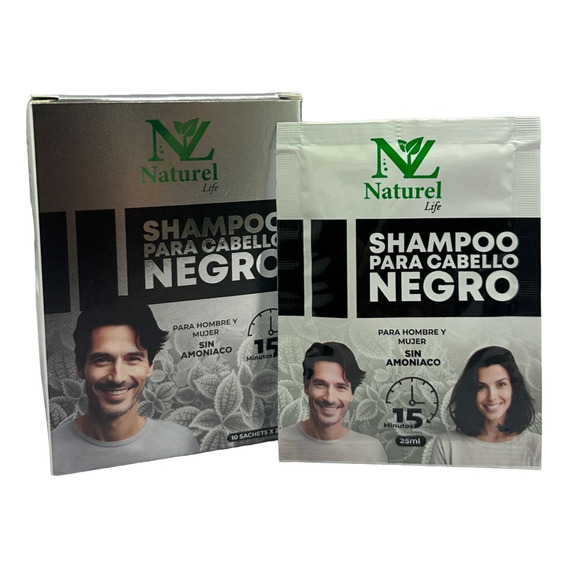 Shampoo Tinte Anticanas Negro Naturel Hombre