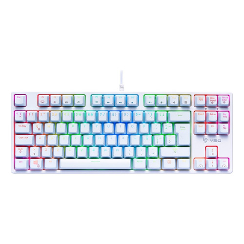 Teclado gamer VSG Alnitak QWERTY Kailh Red español latinoamérica color blanco con luz RGB