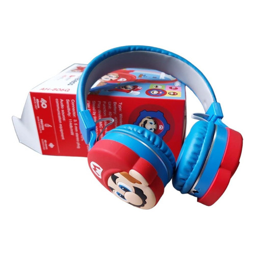 Audífonos inalámbricos OEM Mario Bros Ah-806 azul