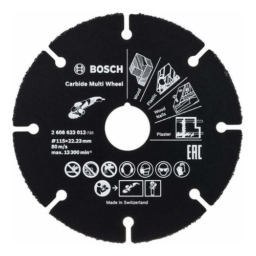 Discode corte Bosch Professional Disco de Corte Multimaterial para Esmeriladora 115mm x  1mm grano 60 color negro