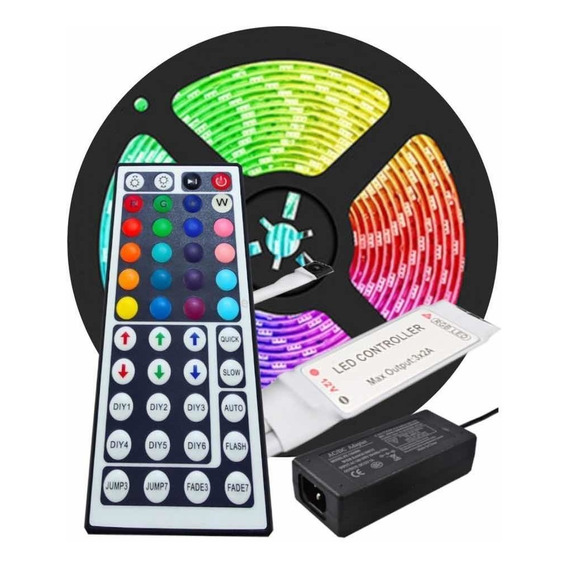 Cinta Led 5050 Rgb Multicolor Con Adaptador Y Control