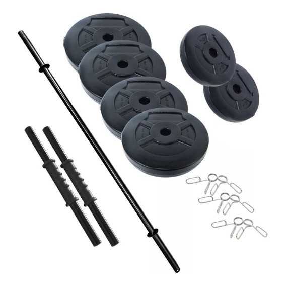 Kit 2 Mancuernas + Barra + 25 Kg. Discos Pesas Pvc Sonnos