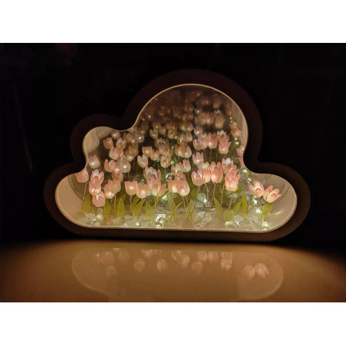 Luz Nocturna Con Espejo De Tulipán De Nube Para Dormitorio Color de la estructura Rosado