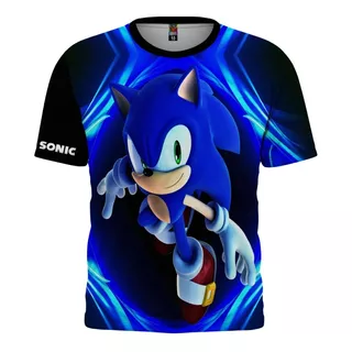 Playera Sonic Niño /azul-negro Tela Spandex Calidad Premium