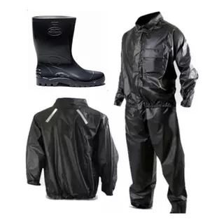 Kit Motoqueiro Conjunto Impermeavel+bota De Borracha P/chuva