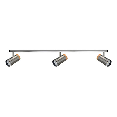 Riel 1 Metro 3 Luces Acero Con Madera Dicro Apto Led Gu10 Acero