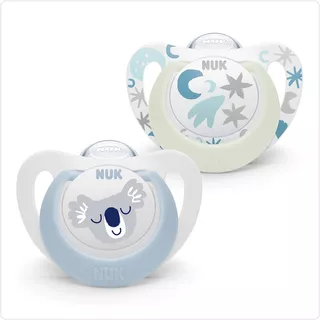 Chupetes Nuk Star Day & Night Bebe  Luminoso Pack X 2 Un Color 0/6 Koala