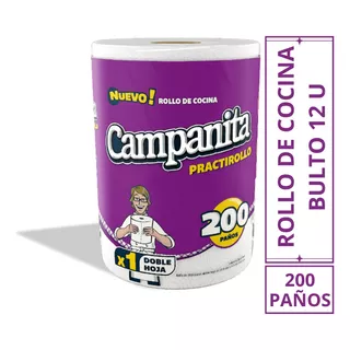 Rollo De Cocina Campanita 200 Paños X 12 Unidades (1 Bolson)