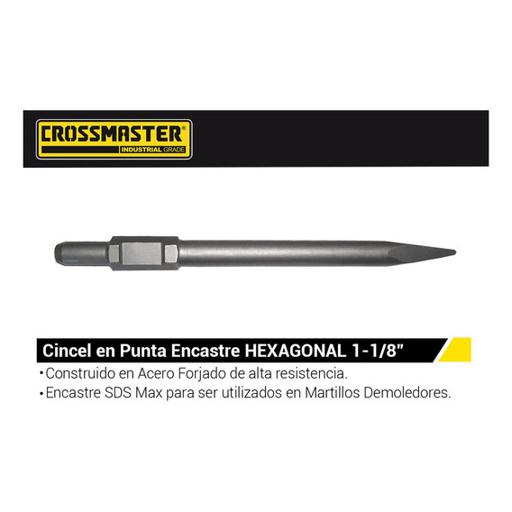 Cincel En Punta 410mm Encastre Hexagonal 1-1/6 Crossmaster