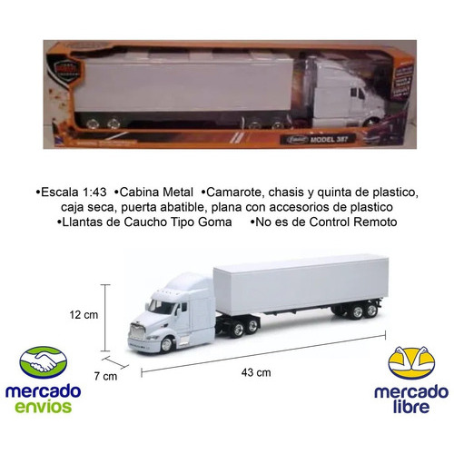 Trailer Peterbilt 387  Caja Seca  New Ray Escala 1:43 Color Blanco