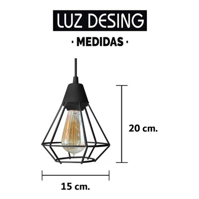 Colgante Jaula 1 Luz Diamante Deco Moderna Vintage Apto Led