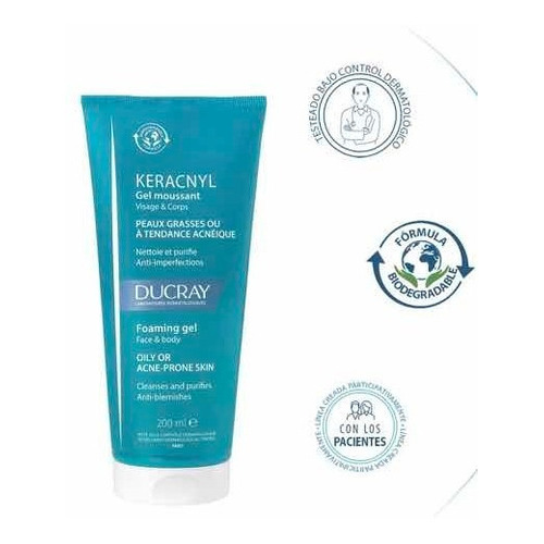 Ducray Gel Limpiador Keracnyl Piel Grasa 200ml Momento de aplicación Día/Noche Tipo de piel pieles mixtas a grasas o con tendencia al acné