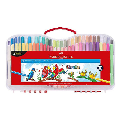 60 Plumones Marcador Lavables Colores Fiesta Faber Castell