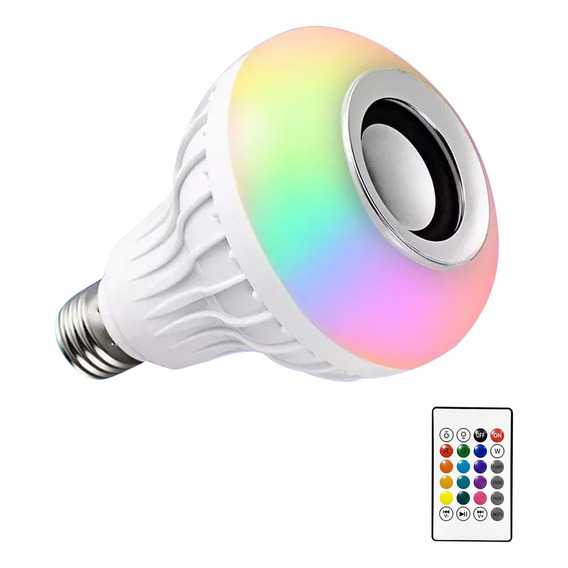 Foco Bocina Bluetooth 12w Rgb Bombilla Led Inteligente