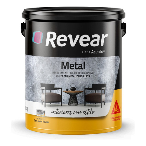 Revear Revestimiento Acrílico Decorativo Metalizado 5kg Rex Color Metalizado Metal (plata)