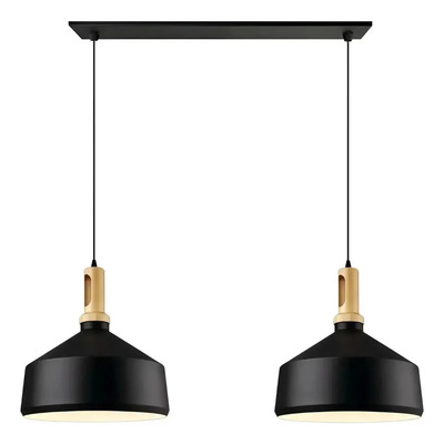 Colgante 2 Luces Siena 2 Negro Apto Led E27 Deco Luz Desing Negro