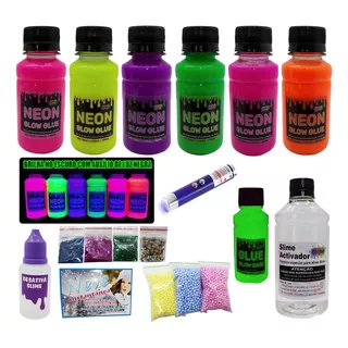 Kit Slime Completo Neon - Colas Neon Novidade Promoção