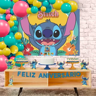 Kit Festa Pronta Decoração Lilo & Stitch C/ 39 Itens 