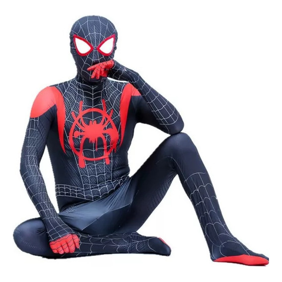 Mono De Spiderman Miles Morales Disfraz Con Máscara Cosplay Para Niños/adultos Traje De Halloween