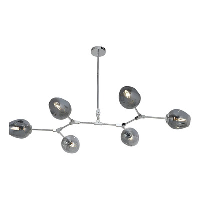 Colgante Araña Ragnar 6 Luces Cromo Vidrio Apto Led E27 Cromo
