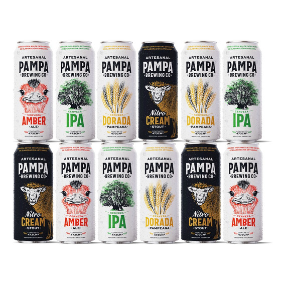 Mix Cerveza Pampa X24 Latas 473cc