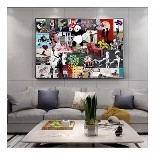 Cuadro-banksy-marco -uhd 90x90cm