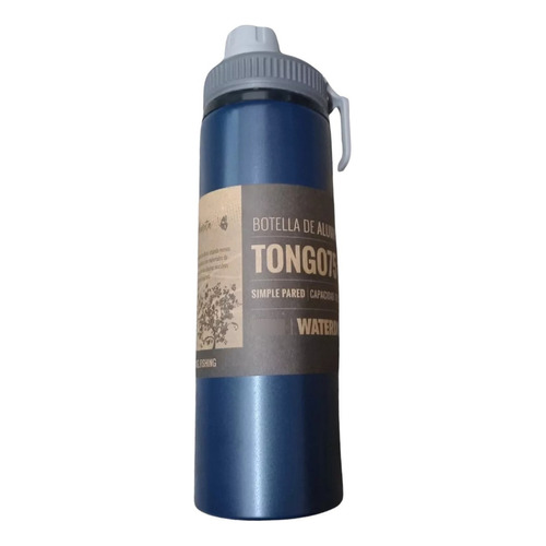 Botella Waterdog Tongo 750ml Pared Simple Aluminio Azul Color Gris