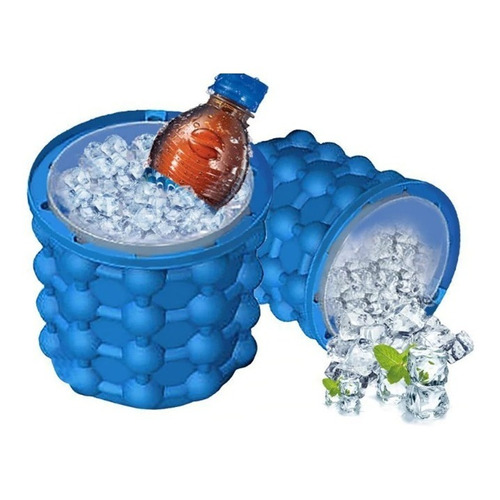 Mini Hielera De Silicona Para Cubos De Hielo Enfriador Color Azul