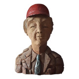 Escultura Arcilla Hombre Sombrero Rojo 