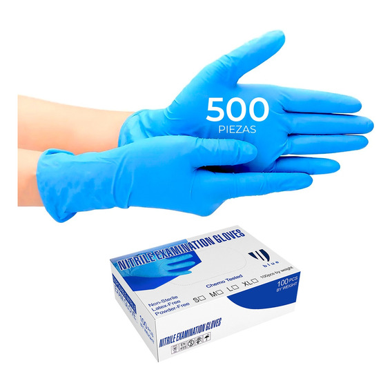 Guantes De Nitrilo Libre De Latex Sin Polvo Azul Negro 500pz