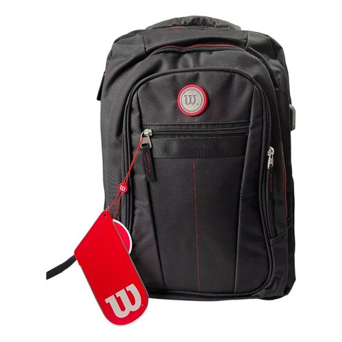 Mochila Wilson Porta Notebook Urbana Escolar Gym Reforzada Color Negro