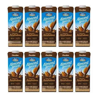 Kit C/10 Bebida De Amêndoas Almond Breeze Chocolate 1l