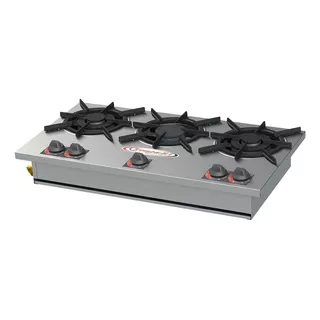 Fogão Cooktop Industrial Gás Itajobi Fogões Alvenaria 3 Bocas Prateado