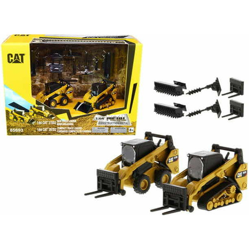 Cat Minicargadora Y Cargador De Cadenas 85693 1:64 272d2 297 Color Amarillo
