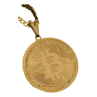 Pingente Bitcoin Medalha Banhada A Ouro 18k 2,5x2,5cm