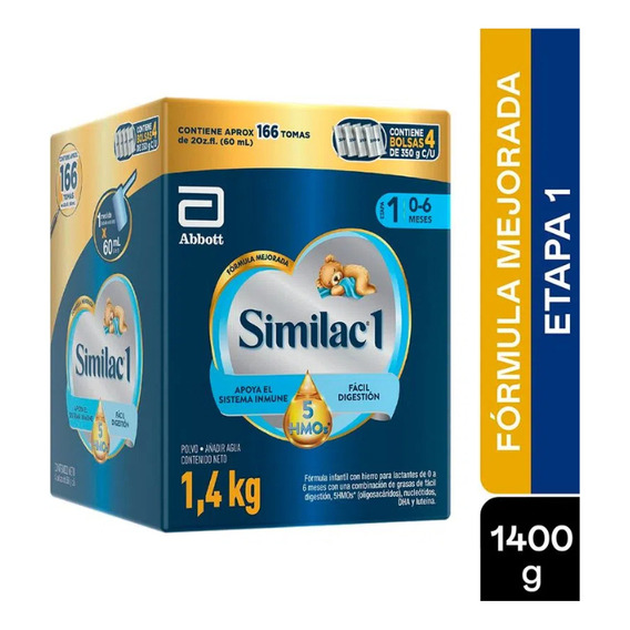 Leche de fórmula en polvo Abbott Similac 1 sabor neutro en caja de 1 de 1.4kg - 0  a 6 meses